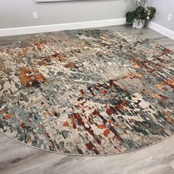 SAFAVIEH Madison Collection Area Rug - 10' Round, Grey & Blue, Modern Abstract Design, Non-Shedding & Easy Care, Ideal for High Traffic Areas in Livin