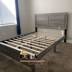 Gray full size bed frame