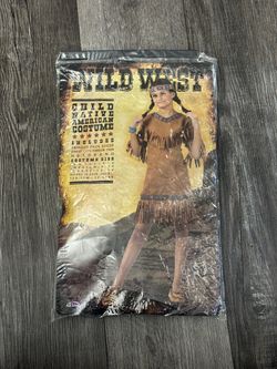 Tiger Lily Halloween Costume Peter Pan size 8-10 includes dress, ribbon headband, and feather