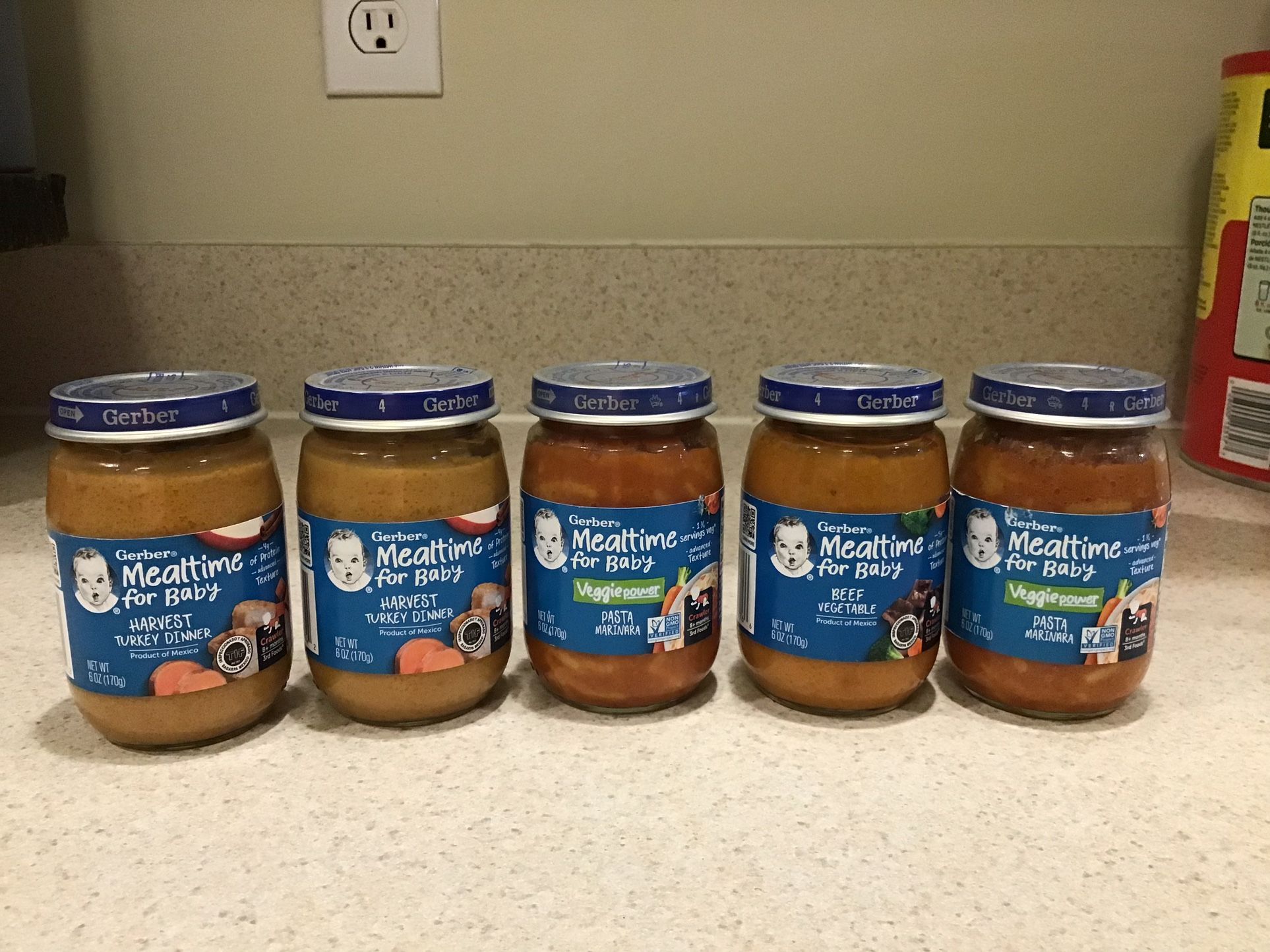 Unopened Jars of Baby Food from Gerber, 8+ months- FREE