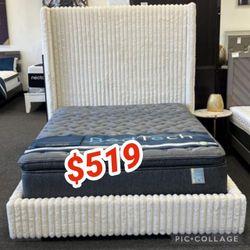 White Queen Size Bed Frame  // Mattress Sold Separately 