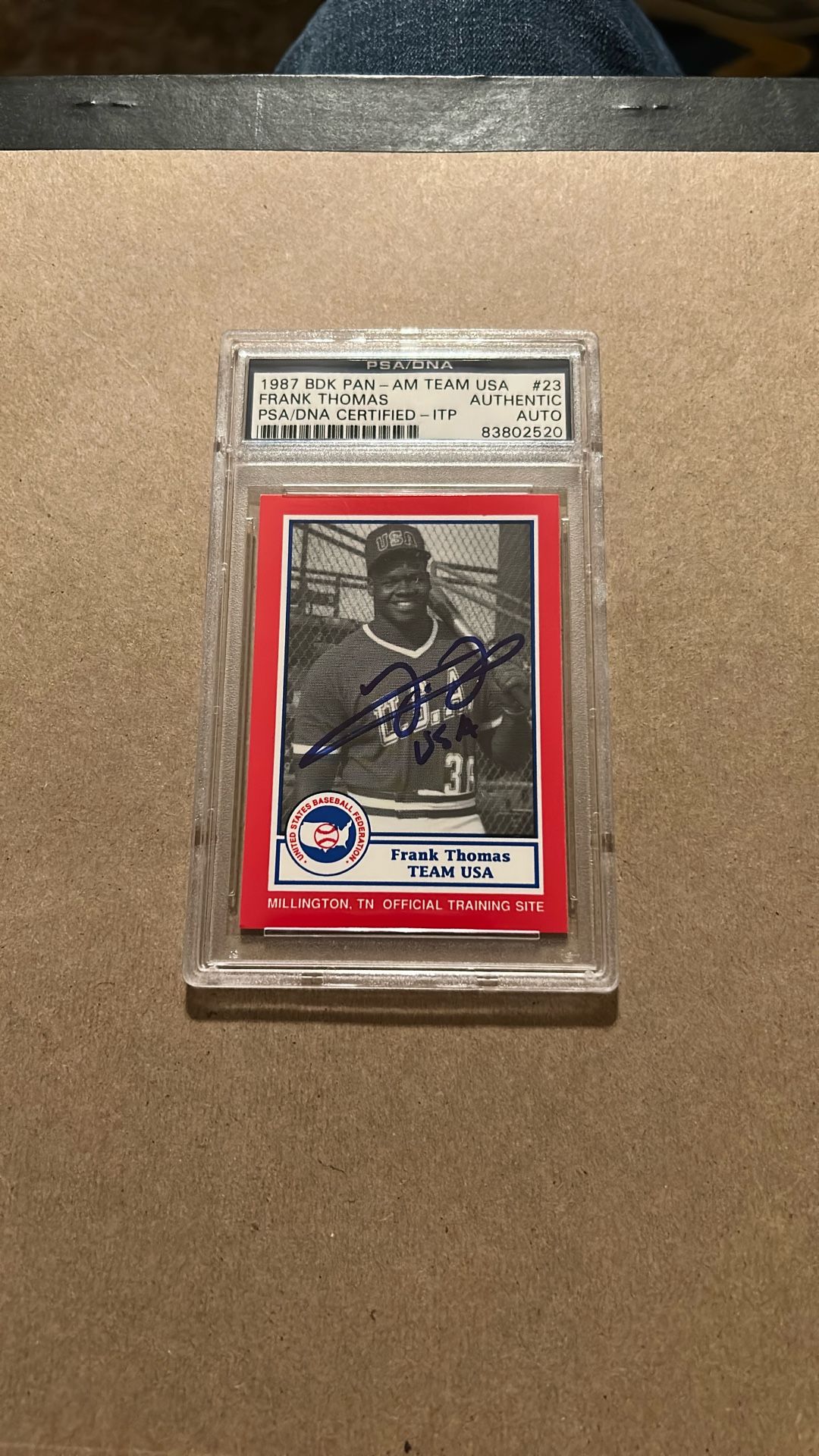 Frank Thomas 1990 Pan Am Team USA Red Bdk #23 Signed And PSA Authentication Card Beckett Auto