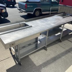Stainless steel, industrial prep tables