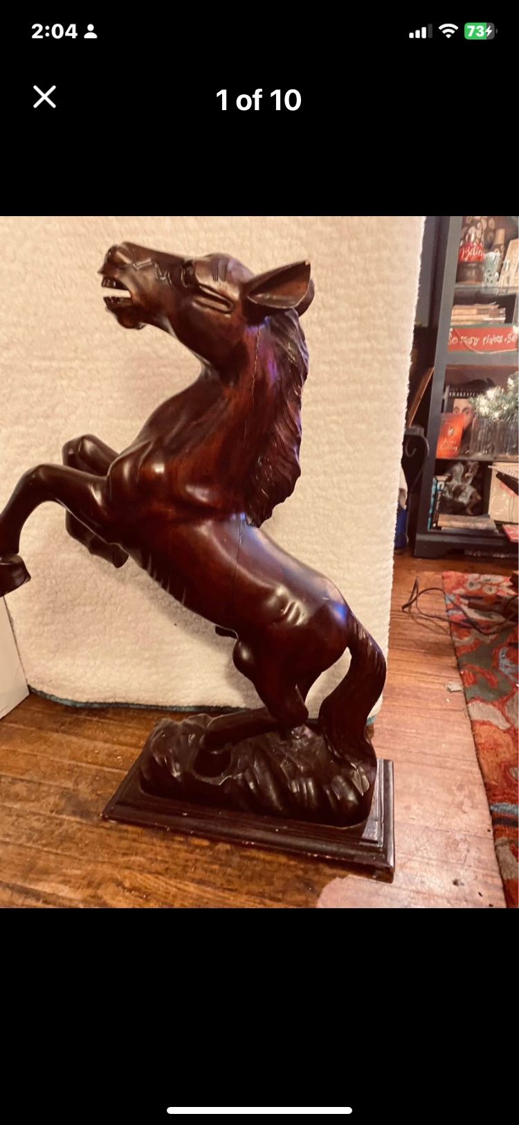 Hand Carved Wooden Mustang