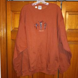 MENS XL SANTA FE SWEATSHIRT WITH $30.00 DOLLAR PRICE STICKER STILL ATTACHED WITH SEWN ON LETTERS AND LOGOS 
