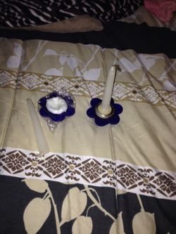 Blue flower candle holders