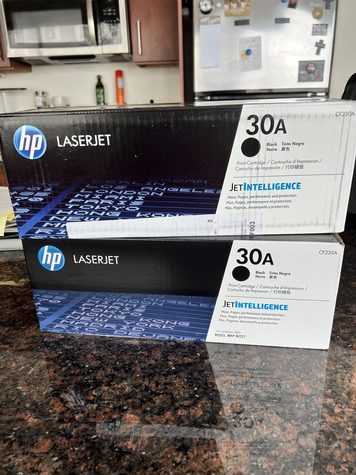 Two HP 30A Black Toners Cartridge, CF230A