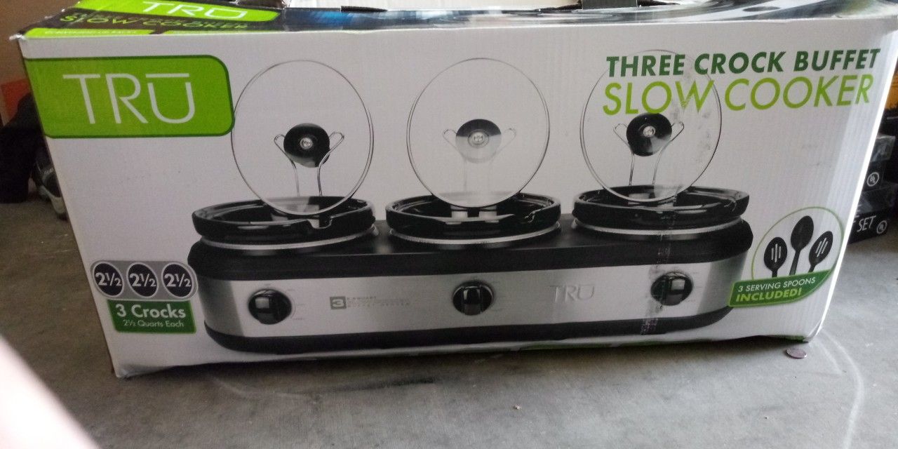 Tru triple crockpot buffet slow cooker
