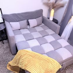 DULATIS Loveseat Sleeper Sofa - Convertible Sofa Bed, Teddy Velvet Pull-Out Bed