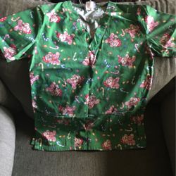 Scrub Top Christmas Bear