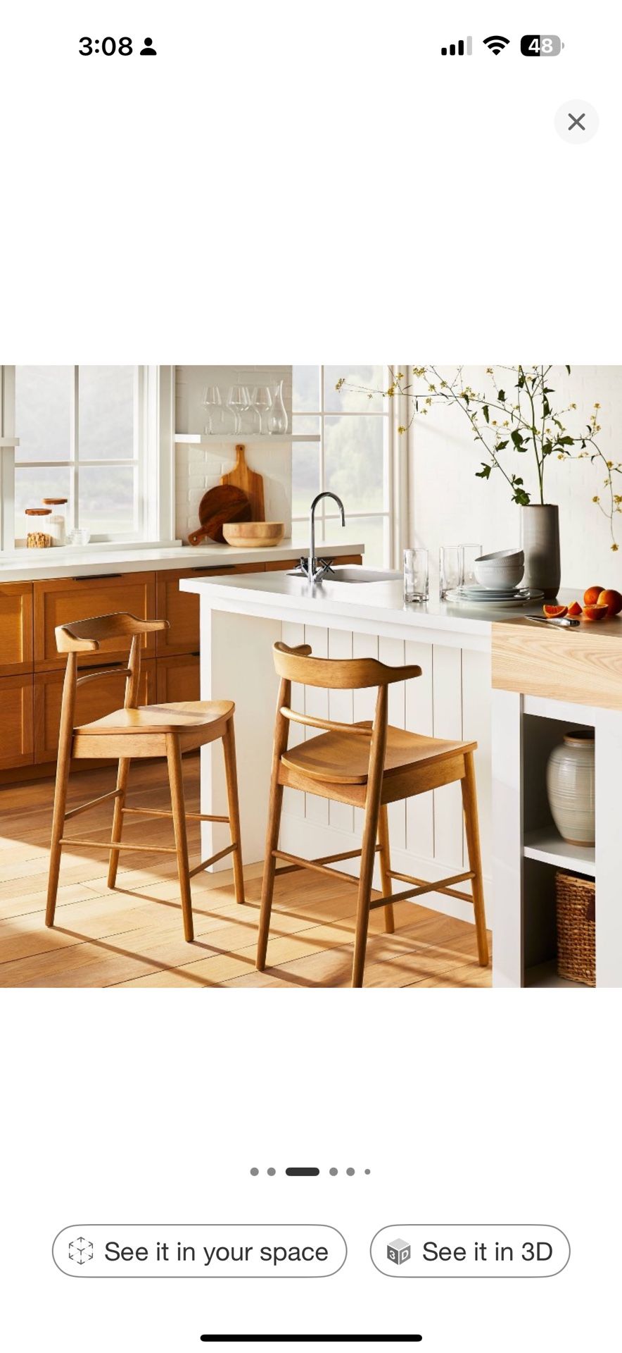 Target Threshold - Curved back Wood Counter Height Barstool -Natural