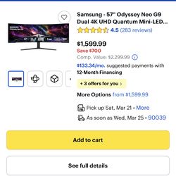 Samsung Odyssey Neo G9 57 Inch dual 4k