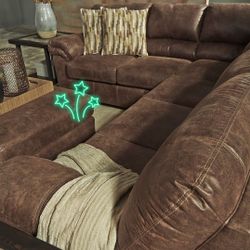 L Shaped Sectional Couch Brown 👉$45 Pay Easily 