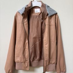 Tokyo Fashion Jacket color light brown with hoodie, size Small 