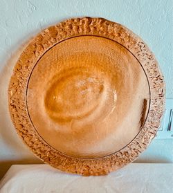 Fire and Light Recycled Glass Moonstone Copper Round Platter 13 7/8 Inches