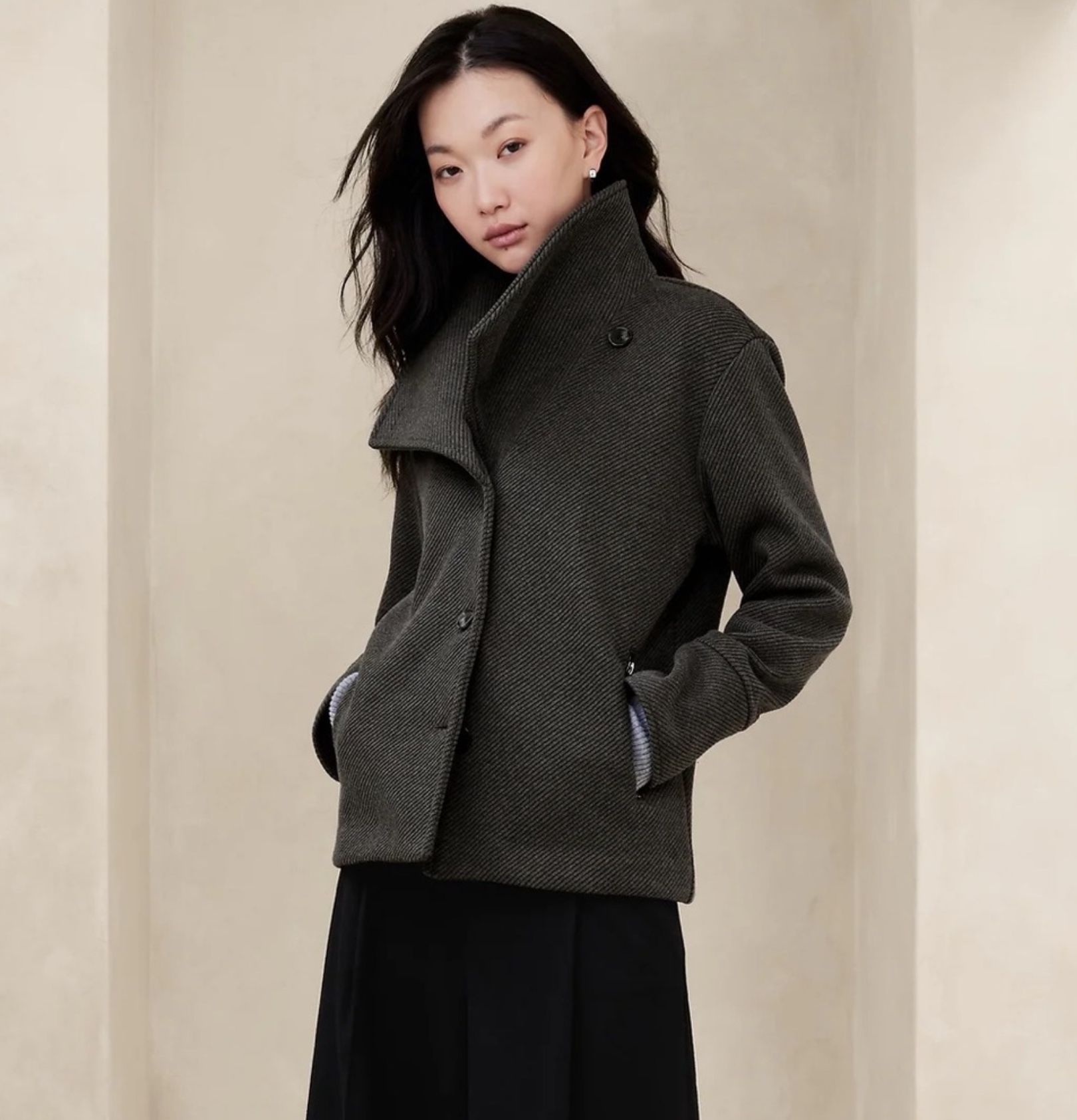 Banana Republic Cotton Blend Brushed Twill Cropped Coat, size S