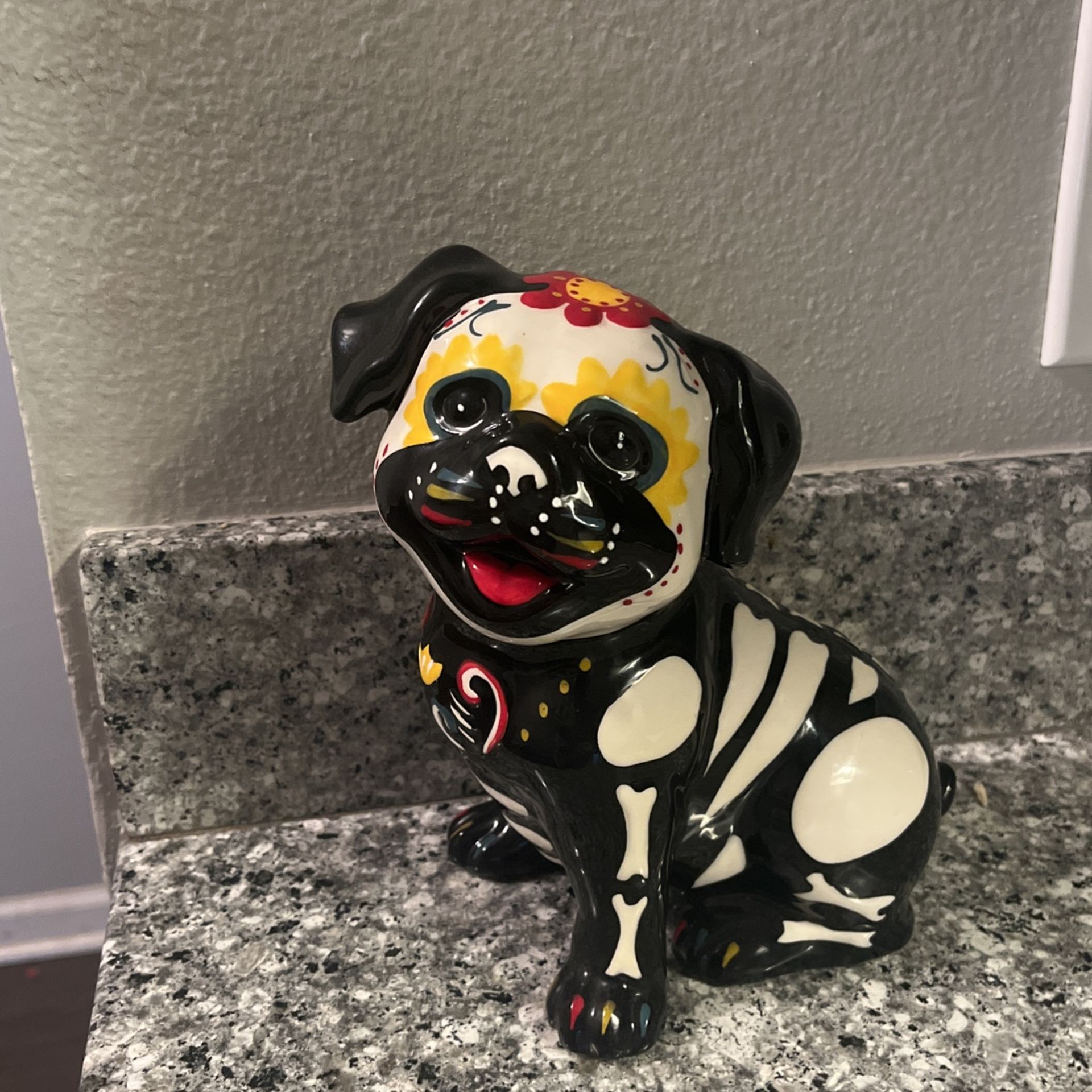Skeleton Pug Statue 