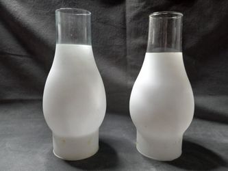 Vintage 3/4 Frosted Chimney Glass -pairof 2
