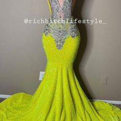 Beautiful Neon Yellow Prom Dress