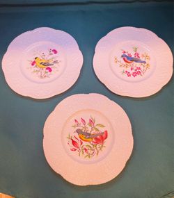 Vintage beautiful set of 3 Royal Cauldron Bristol Ironstone bird plates