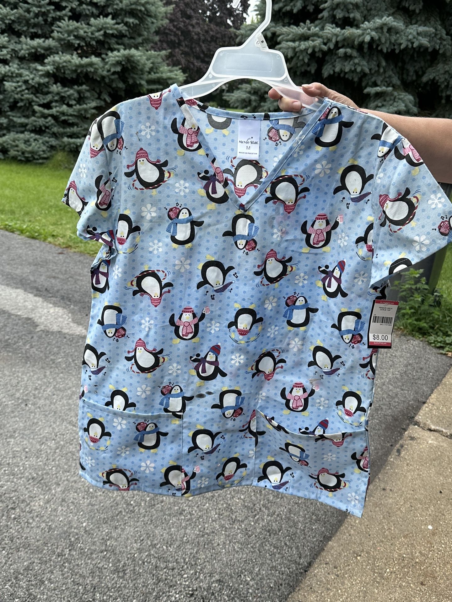 Brand New M Penguin Scrub Top