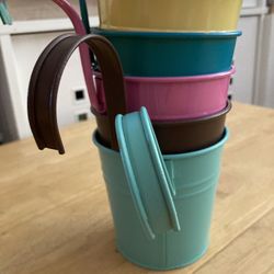 Finderomend Railing Hanging Flower Pots,Small Metal Iron Hanging Flower Pots 