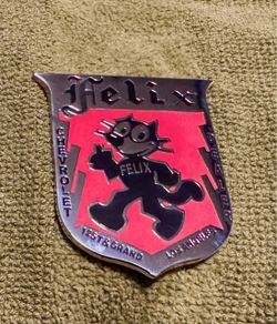 Felix the cat Chevy Dealer Accessory dash plaque 1930s 1920s 1950s 1940s 1960s 1970s