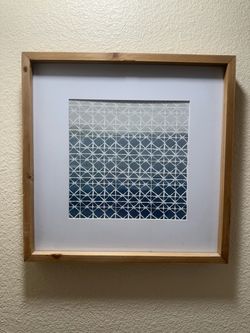 Framed Blue Geometric Pattern Wall Art