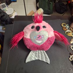 Rainbocorn Mermaidcorn Flamingo Pink Silver Plush Toy 13" Fat Bird