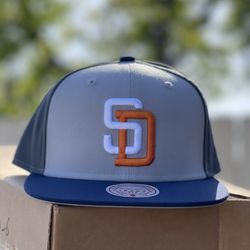 New Mitchell and Ness Authentic SnapBack Hat Classic Grey And Navy Orange D Cap