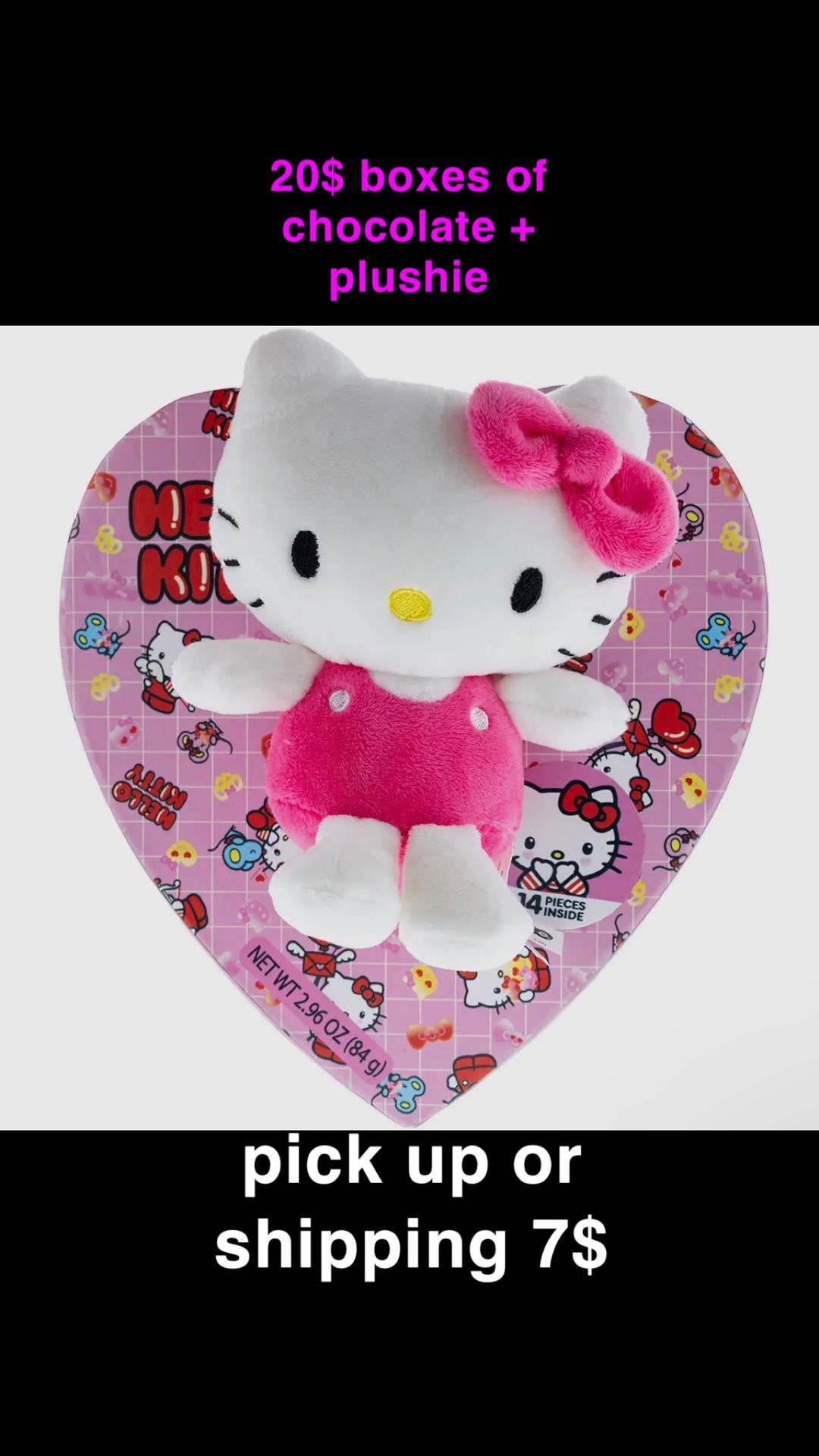 Hello Kitty Limited Edition Valentines Day Plush & Chocolate Heart Box NEW!!!!!!