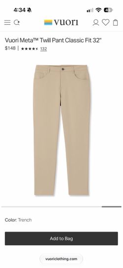 Vuori Meta Twill Pant Classic Fit 31x32
