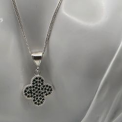 Gargantilla de Plata Taxco 925 – Estilo Van Cleef Alhambra Verde