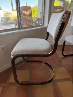 4 Dining Chairs Gold Frame - ready for reupholstering