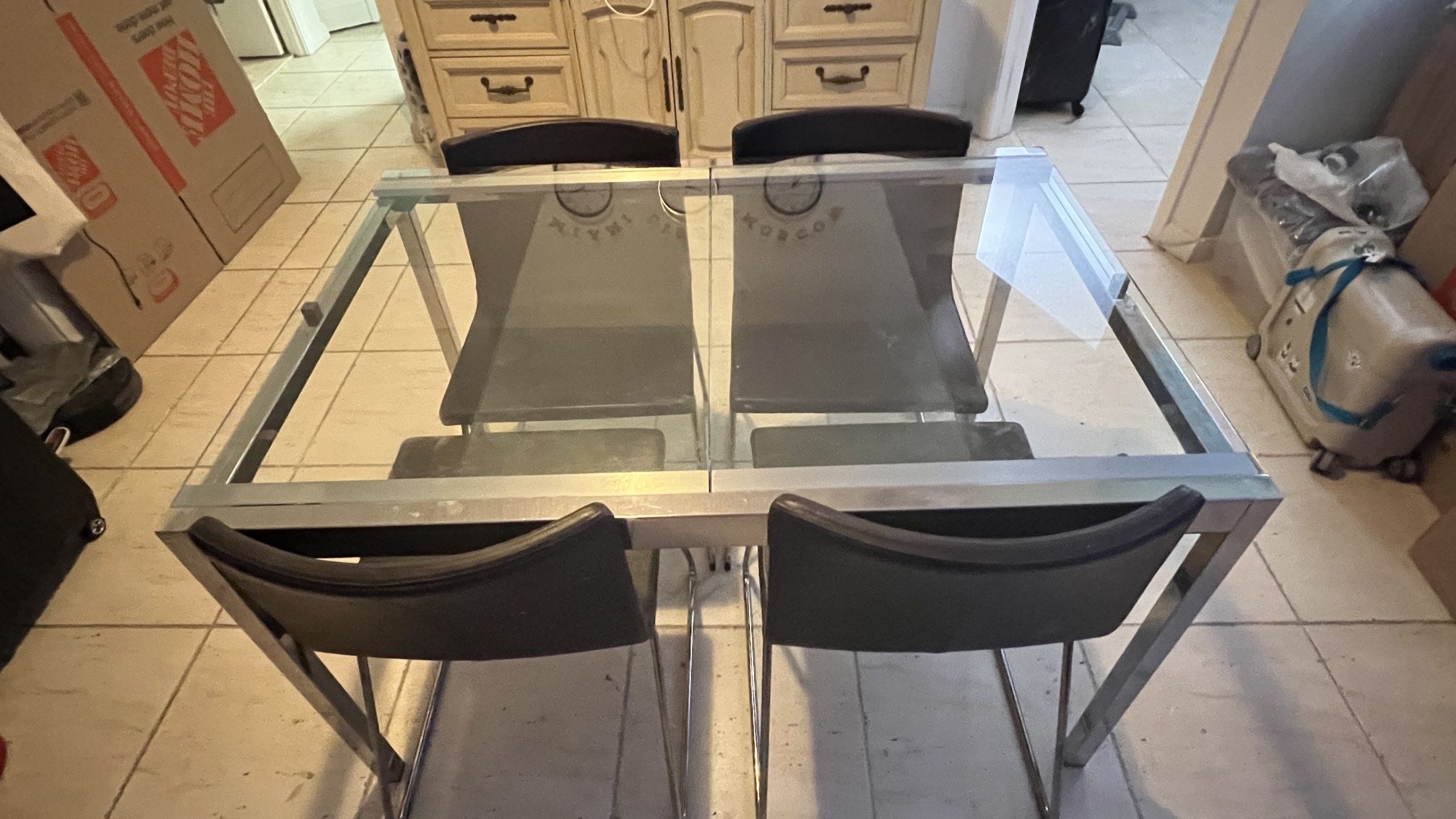 Extendable Glass Dining Table With 4 Chairs