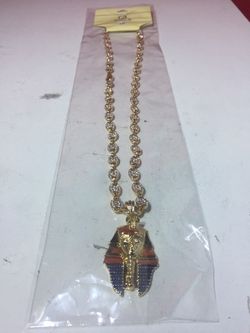 Gold Plated King Tut Necklace Pendant Charm