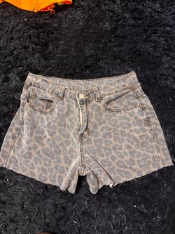 Leopard Print Denim Cutoff Shorts