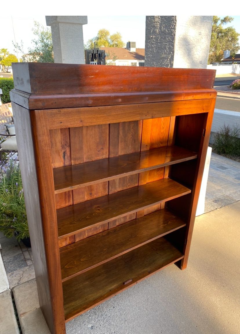 Antique Walnut Bookcase With Planter On top 