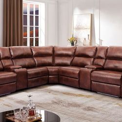 Cali Collection Power Sectional -USB Charger-Storage console-power recliners & Headrest Now On Sale For A Limited Time 3198.00 Free Delivery 🚚 