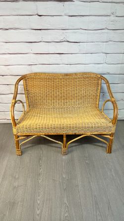 Rattan Wicker Loveseat Bench