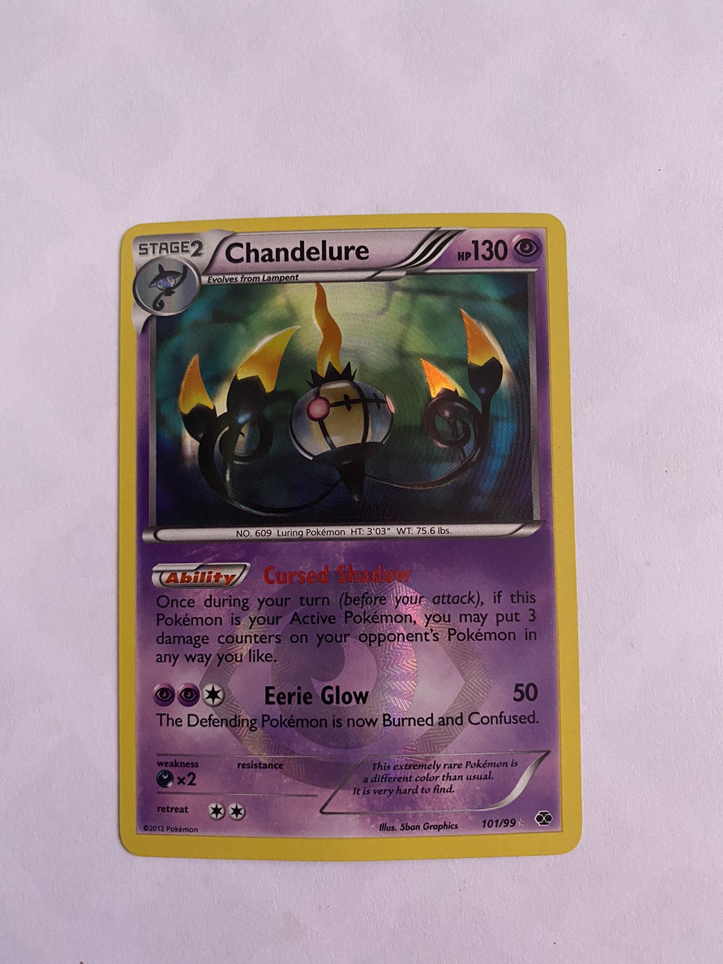 Holographic chandelure pokemon card