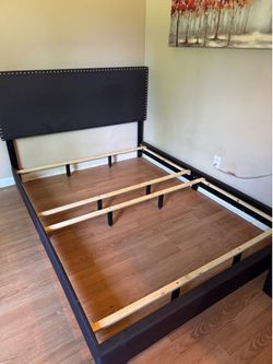 Queen bed frame with headboard