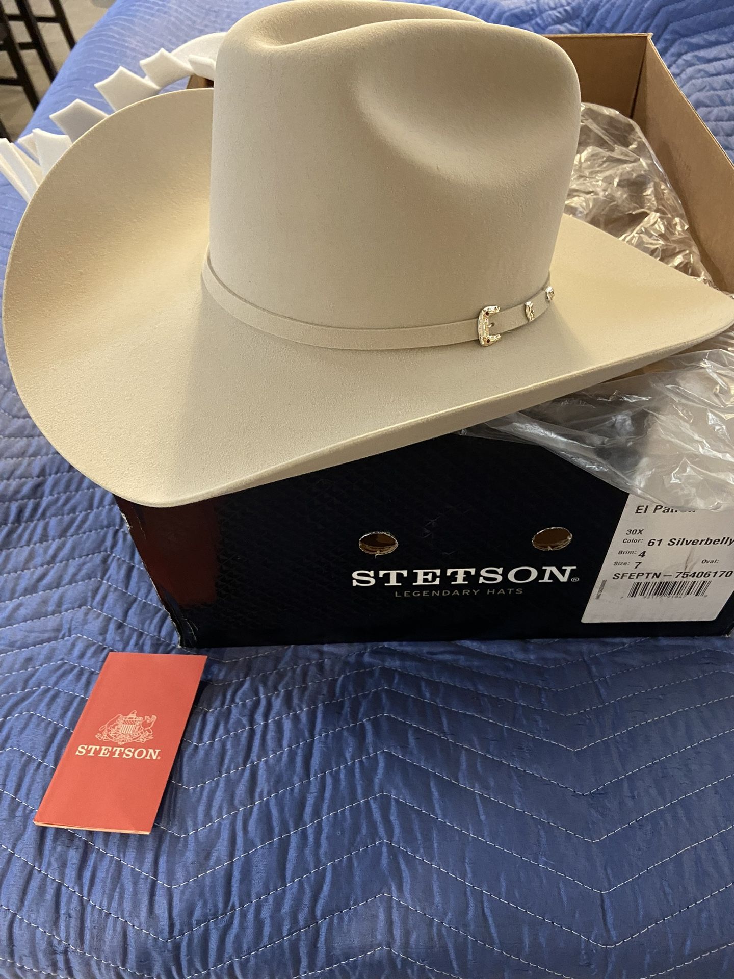 **NEW STETSON EL PATRON 30X SILVER BELLY COWBOY HAT**