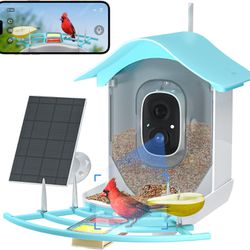 Smart Bird Feeder Camera with AI Identify Bird Species Solar Panel, Auto Capture Bird Videos & Motion Detection, Bird Watching Camera for Bird Lover, 