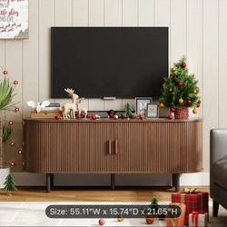 60 Inch TV stand Modern Media Console, Storage Cabinet with Sliding Doors - Walnut