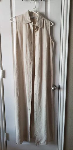 beige Pursuits Ltd linen sleeveless midi dress