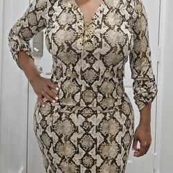 Michael Kors Snakeskin Print Bodycon Dress (SX)