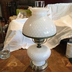 Hobnail Milk Glass Lamp 1960s Vintage