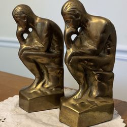 Set Of Brass “THE THINKER” Figurine Bookends
