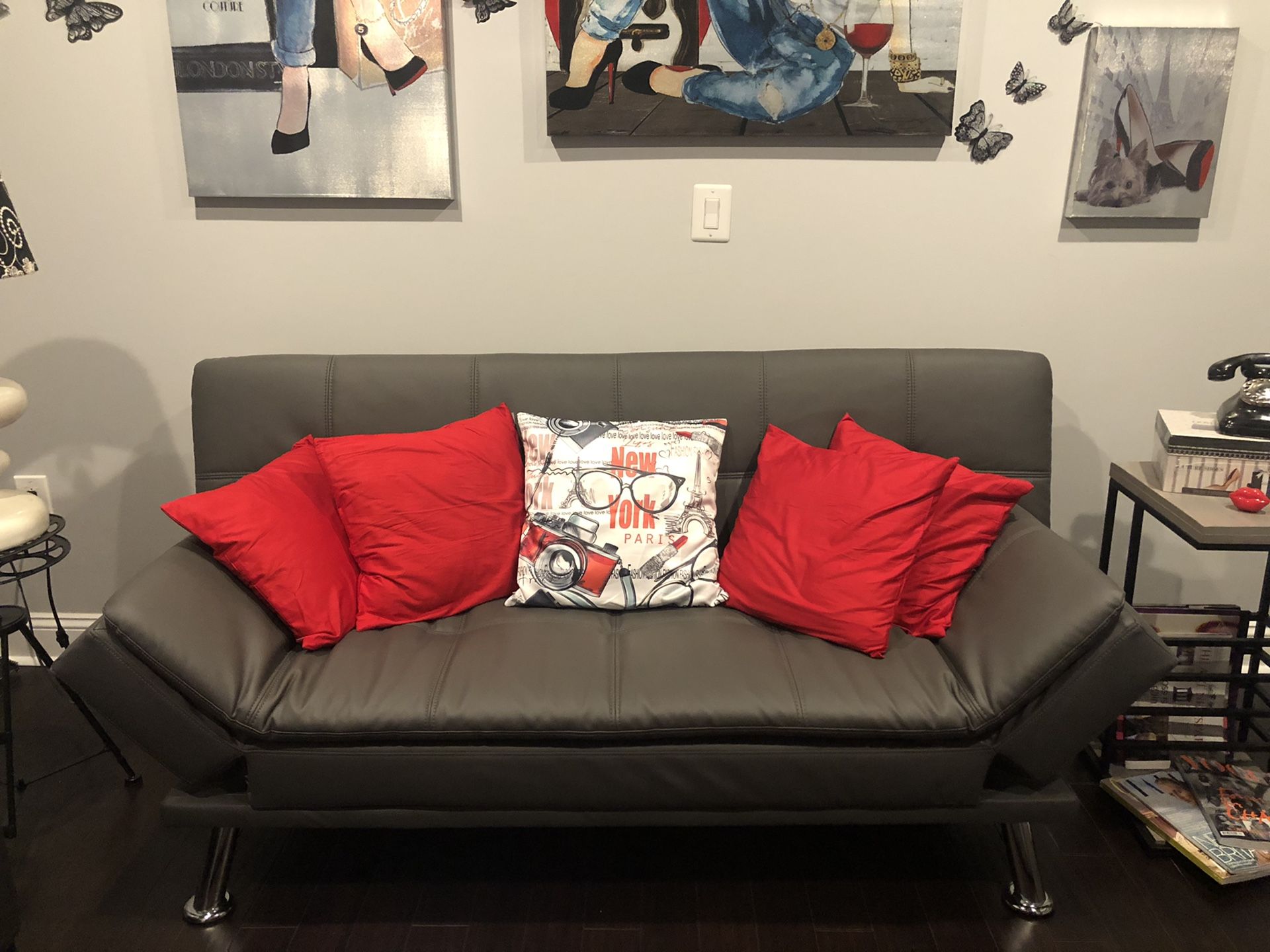 New leather futon sofa